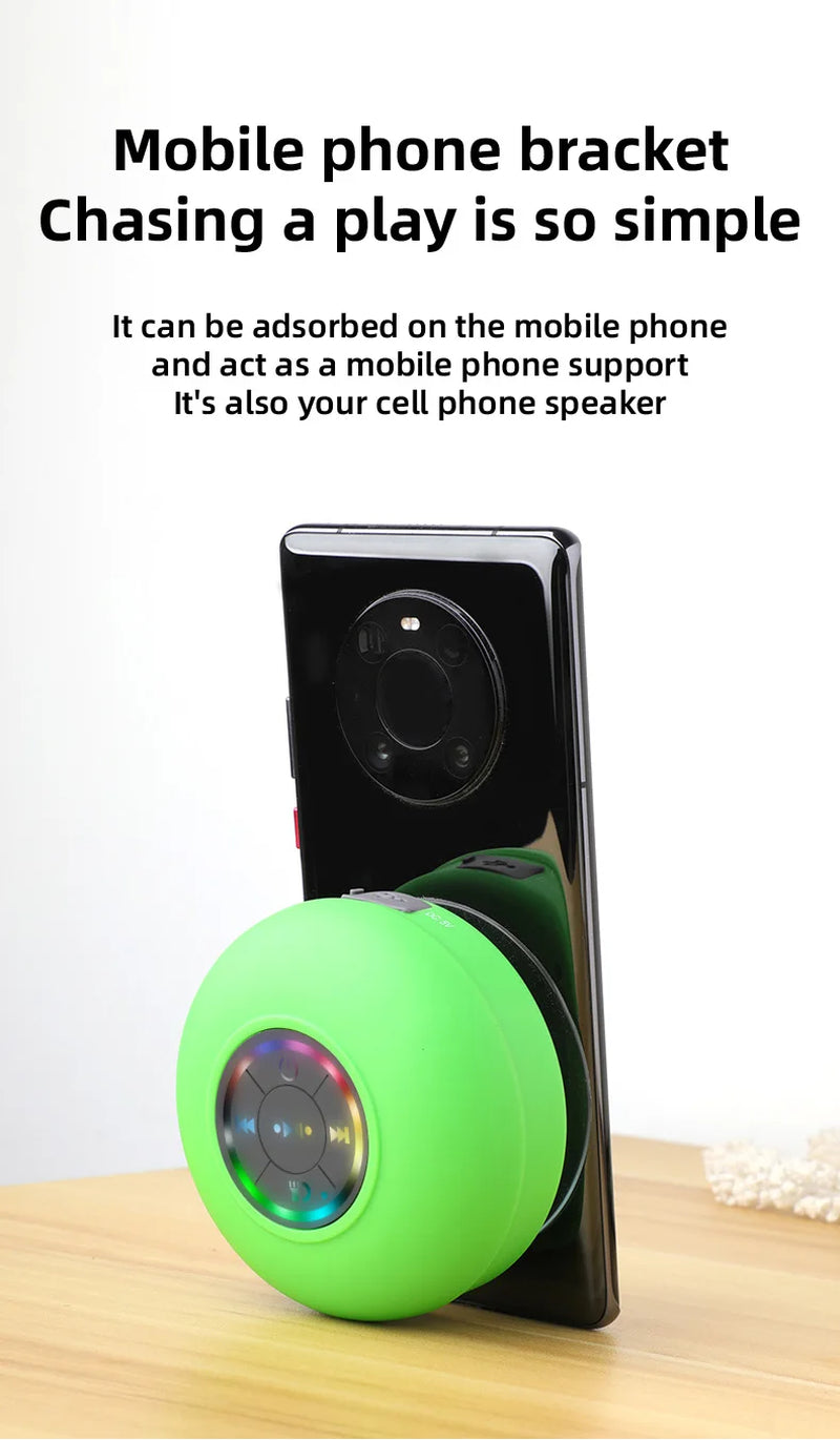 Portable Waterproof Bluetooth Speaker with LED Lights 3D Surround Stereo Subwoofer
