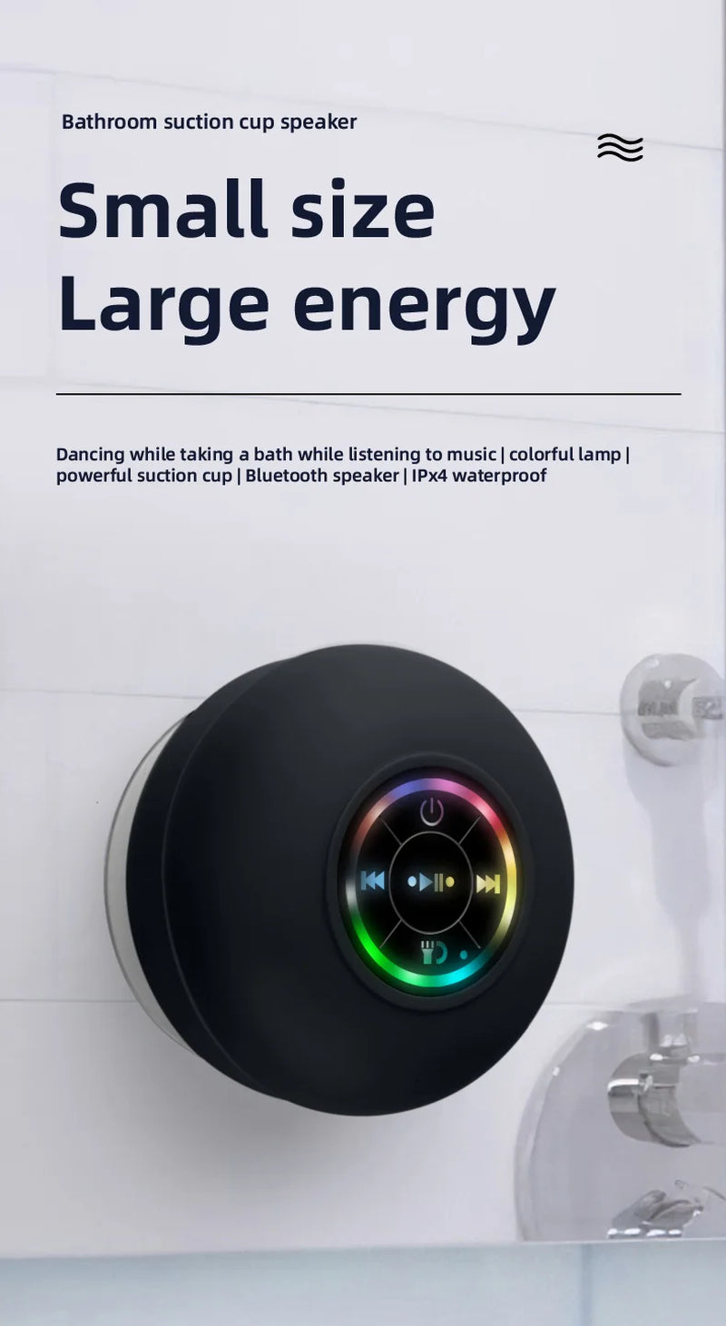Portable Waterproof Bluetooth Speaker with LED Lights 3D Surround Stereo Subwoofer