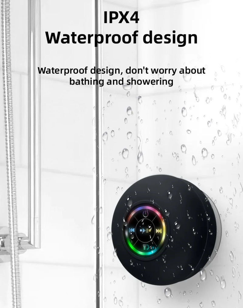 Portable Waterproof Bluetooth Speaker with LED Lights 3D Surround Stereo Subwoofer